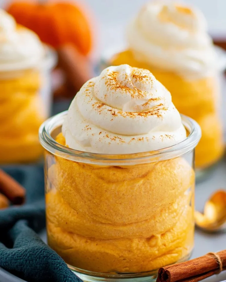 Delicious 3-ingredient pumpkin fluff dessert in a bowl