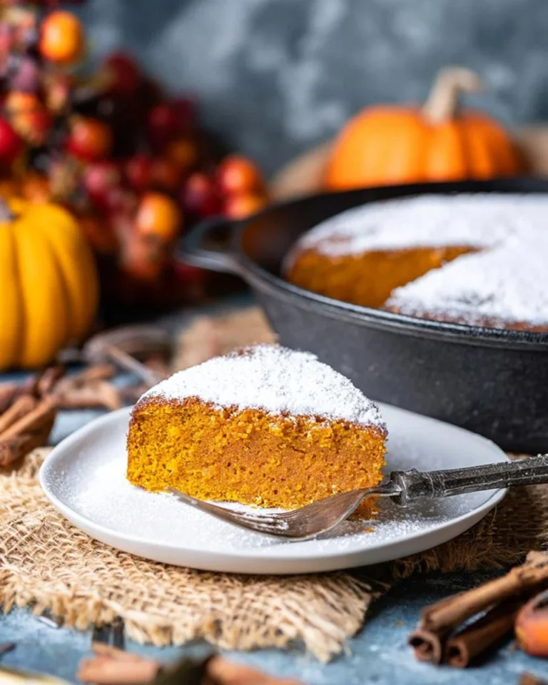 A delectable 5-ingredient pumpkin cake topped with cream cheese frosting