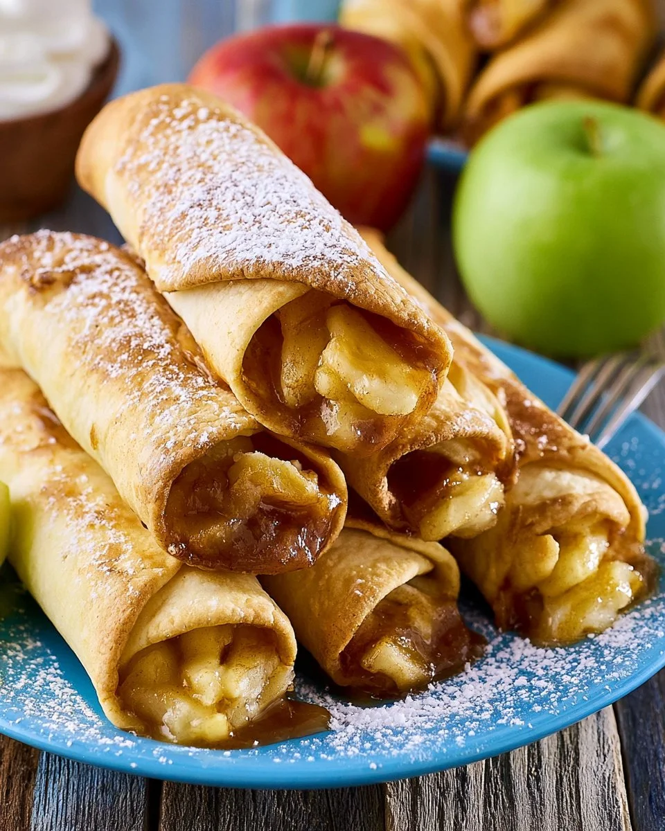 Air fryer apple pie taquitos with crispy exterior and sweet apple filling
