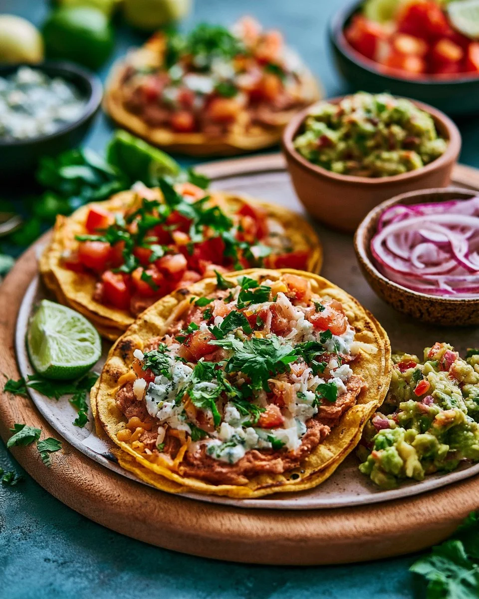 Freshly made easy tostadas topped with various ingredients