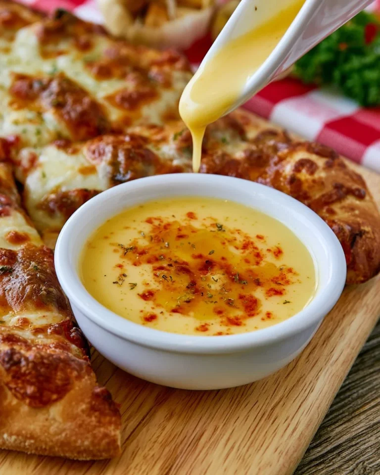 Homemade garlic sauce drizzled over a delicious slice of pizza