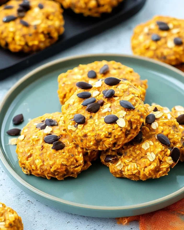 Healthy 3-ingredient pumpkin cookies on a baking tray