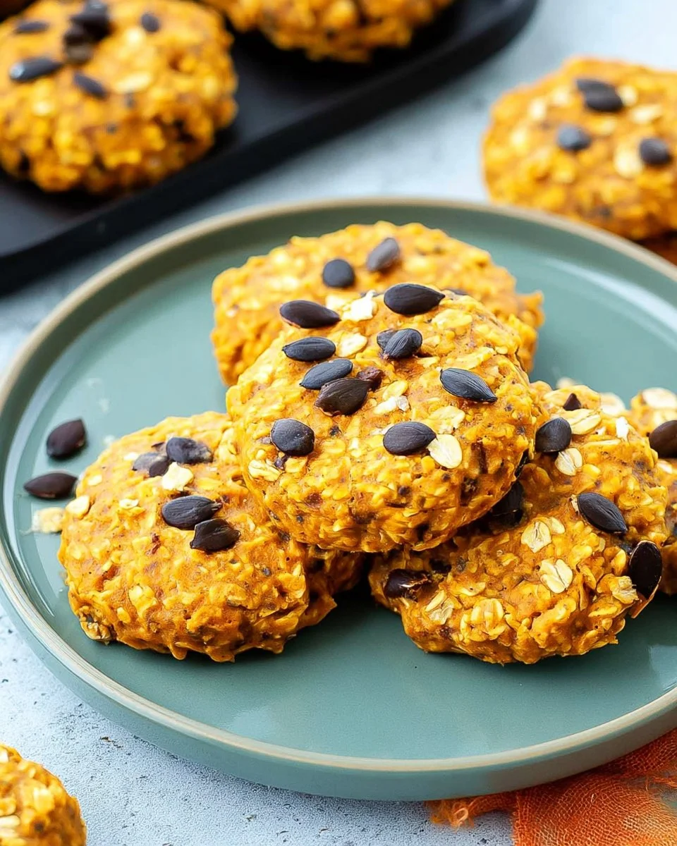 Healthy 3-ingredient pumpkin cookies on a baking tray